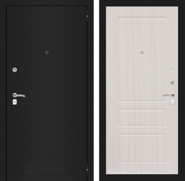 Дверь Лабиринт CLASSIC шагрень черная 03 Сандал белый